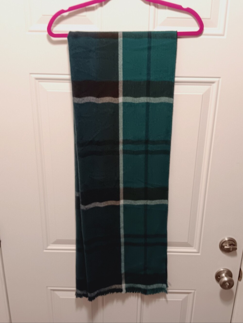 BCBG Blue Black Plaid Knit Scarf Wrap 73"X24.5"